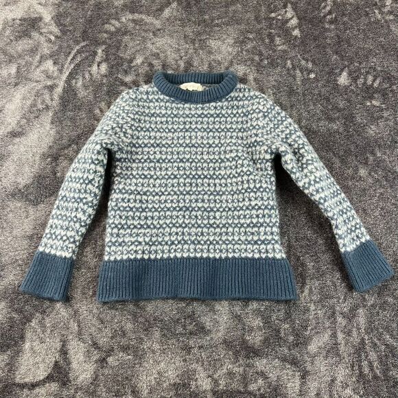 FUZA Of Denmark 100% Merino Wool Youth Sweater Blue Sz L Crewneck Pullover - Picture 1 of 9